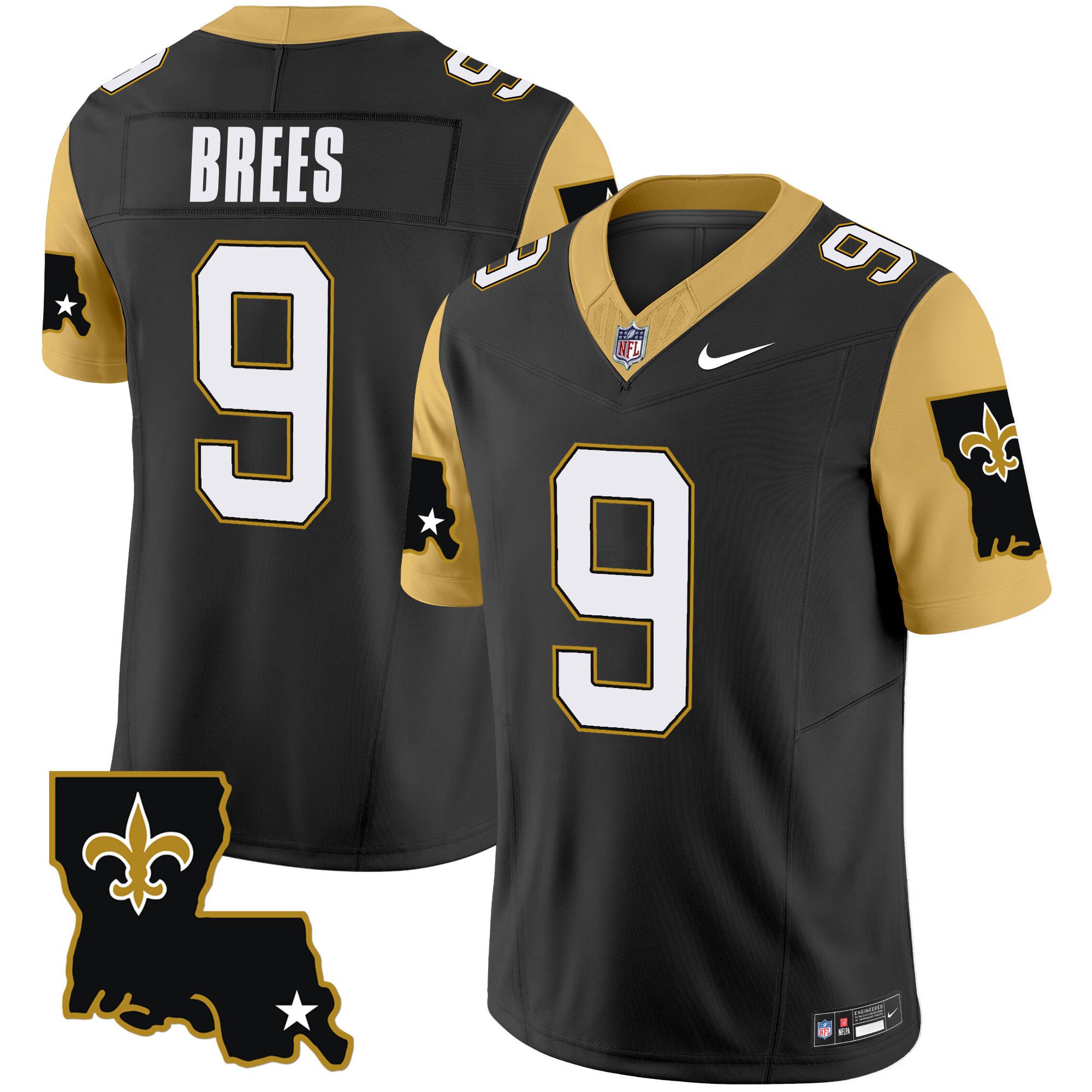 Men New Orleans Saints #9 Brees Black 2024 Nike 1987 Legacy Vapor Limited NFL Jersey